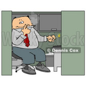 Businessman Smoking a Cigarette In His Cubicle Clipart Picture © djart #6317