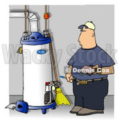 Local Water Heater Repairman Taking Notes Clipart Illustration © djart #6318