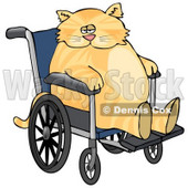 Chubby Orange Cat Sitting in a Wheelchair in a Hospital Clipart Picture © djart #6323