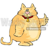 Chubby Orange Cat in a Bell Collar Giving the Thumbs Up Clipart © djart #6499