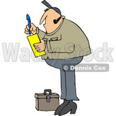 Royalty-Free (RF) Clipart Illustration of a Worker Man Standing By A Tool Box And Writing A Note On A Pad © djart #67131