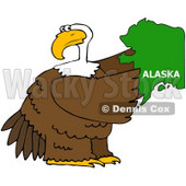 Royalty-Free (RF) Clipart Illustration of a Bald Eagle Holding A Green State Of Alaska © djart #67139