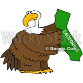 Royalty-Free (RF) Clipart Illustration of a Bald Eagle Holding A Green State Of California © djart #67140