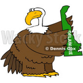Royalty-Free (RF) Clipart Illustration of a Bald Eagle Holding A Green State Of Delaware © djart #67144