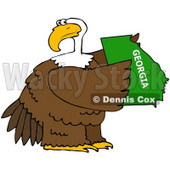 Royalty-Free (RF) Clipart Illustration of a Bald Eagle Holding A Green State Of Georgia © djart #67145