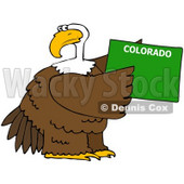 Royalty-Free (RF) Clipart Illustration of a Bald Eagle Holding A Green State Of Colorado © djart #67147