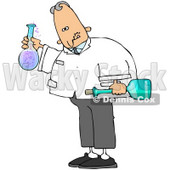Royalty-Free (RF) Clipart Illustration of a Mad Scientist Holding Glass Bottles © djart #70273