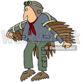 Royalty-Free (RF) Clipart Illustration of a Man Wearing Artificial Wings And Preparing To Fly © djart #70274
