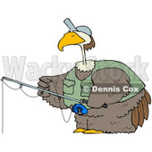 Royalty-Free (RF) Clipart Illustration of a Bird Wearing A Hat And Vest While Fishing © djart #71113