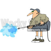 Royalty-Free (RF) Clipart Illustration of a Pressure Washer Man In Shorts And A Khaki Shirt © djart #72984