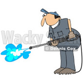 Royalty-Free (RF) Clipart Illustration of a Pressure Washer Man In A Blue Uniform © djart #72987