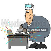 Royalty-Free (RF) Clipart Illustration of a Man Going Cross Eyed While Operating An Angle Grinder To Grind Metal © djart #75984