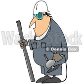 Royalty-Free (RF) Clipart Illustration of an Industrial Worker Man Carrying A Piece Of Metal And An Angle Grinder © djart #75985