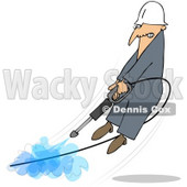Royalty-Free (RF) Clipart Illustration of a Man Being Blown Off Of His Feet By A Powerful Pressure Washer Hose © djart #76427