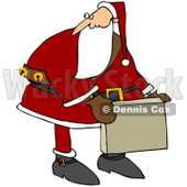 Royalty-Free (RF) Clipart Illustration of Kris Kringle Carrying A Cardboard Box And Looking Back © djart #77668