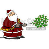 Royalty-Free (RF) Clipart Illustration of Kris Kringle Spraying Christmas Trees Out Of A Pressure Washer © djart #77669