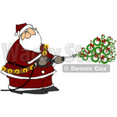 Royalty-Free (RF) Clipart Illustration of Kris Kringle Spraying Wreaths Out Of A Pressure Washer © djart #77670