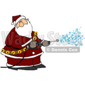 Royalty-Free (RF) Clip Art Illustration of Kris Kringle Spraying Snow Out Of A Pressure Washer © djart #77674