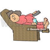 Royalty-Free (RF) Clipart Illustration of a Lazy Or Sick Woman Resting In A Recliner Chair With A Remote Control © djart #77675