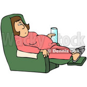 Royalty-Free (RF) Clipart Illustration of a Sick Or Lazy Woman With A Beverage, Lounging In A Chair © djart #77676