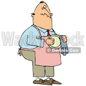 Royalty-Free (RF) Clipart Illustration of a House Husband Wearing An Apron And Drying A Dish © djart #77681