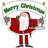 Royalty-Free (RF) Clipart Illustration of Santa Holding And Looking Up At A Merry Christmas Banner © djart #78918