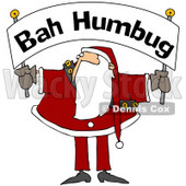 Royalty-Free (RF) Clipart Illustration of Santa Holding And Looking Up At A Bah Humbug Banner © djart #78919