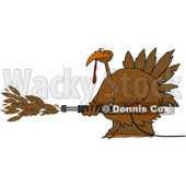 Royalty-Free (RF) Clipart Illustration of a Thanksgiving Turkey Spraying Feathers Out Of A Pressure Washer © djart #78922