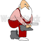 Royalty-Free (RF) Stock Illustration of Father Christmas Lifting One Leg To Put On Boots © djart #79719