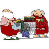 Royalty-Free (RF) Stock Illustration of Mrs Claus Leaning Against A Dryer And Watching Santa Do The Laundry © djart #80325