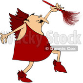 Royalty-Free (RF) Clipart Illustration of a Cupid In Red, Using A Feather Duster © djart #80503