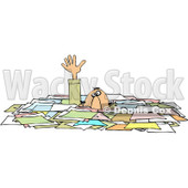 Royalty-Free (RF) Clipart Illustration of a Caucasian Businessman Reaching Up While Drowning In Paperwork © djart #81526