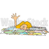 Royalty-Free (RF) Clipart Illustration of a Caucasian Businesswoman Reaching Up While Drowning In Paperwork © djart #81527