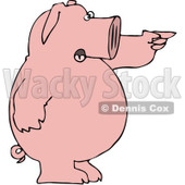 Royalty-Free (RF) Clipart Illustration of a Standing Pink Pig Shouting And Pointing To The Right © djart #83887