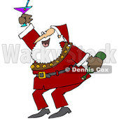 Royalty-Free (RF) Clipart Illustration of Santa Dancing And Drinking At A New Years Party © djart #83891