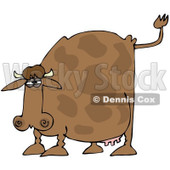 Royalty-Free (RF) Clipart Illustration of a Brown Cow Holding His Tail Up And Preparing To Poop © djart #83898