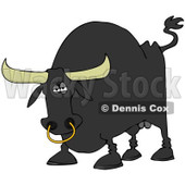 Royalty-Free (RF) Clipart Illustration of a Tough Black Bull With A Nose Ring © djart #83900