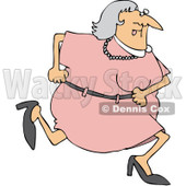 Royalty-Free (RF) Clipart Illustration of a Granny Running In A Pink Dress © djart #85053