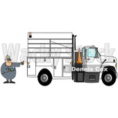 Royalty-Free (RF) Clipart Illustration of a Distracted Man Texting On His Cell Phone While Directing A Utility Truck To Back Up © djart #85055