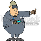 Royalty-Free (RF) Clipart Illustration of a Distracted Texting Worker Man Using His Finger To Direct A Driver While Backing Up © djart #85056