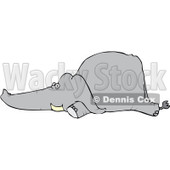 Royalty-Free (RF) Clipart Illustration of a Grey Elephant Laying Flat On Its Belly © djart #86867