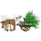 Royalty-Free (RF) Clipart Illustration of a Cow And Sheep Pulling A Middle Eastern Man And Corn In A Cart © djart #87376