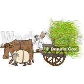 Royalty-Free (RF) Clipart Illustration of a Cow And Sheep Pulling A Middle Eastern Man And Hay In A Cart © djart #87378