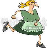 Royalty-Free (RF) Clipart Illustration of a Caucasian Maiden Woman In Green, Running © djart #88332