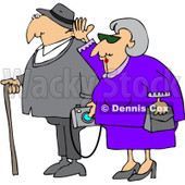 Royalty-Free (RF) Clipart Illustration of a Senior Woman Waving And Walking By Her Husband Who Is Carrying A Camera And Using A Cane © djart #88342
