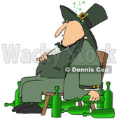 Royalty-Free (RF) Clipart Illustration of a Chubby Drunk Leprechaun Sitting In A Chair With Alcohol Bottles On The Floor © djart #90301