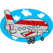 Royalty-Free (RF) Clipart Illustration of a Gray And Red Commercial Airliner Ascending © djart #92106