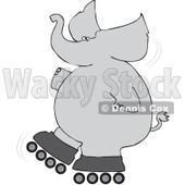 Royalty-Free (RF) Clipart Illustration of a Gray Elephant Falling While Roller Skating © djart #92109