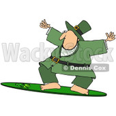 Royalty-Free (RF) Clipart Illustration of a Sporty Leprechaun Surfing On A Shamrock Board © djart #92111