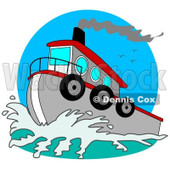 Royalty-Free (RF) Clipart Illustration of a Red And Gray Tugboat On The Sea © djart #93116